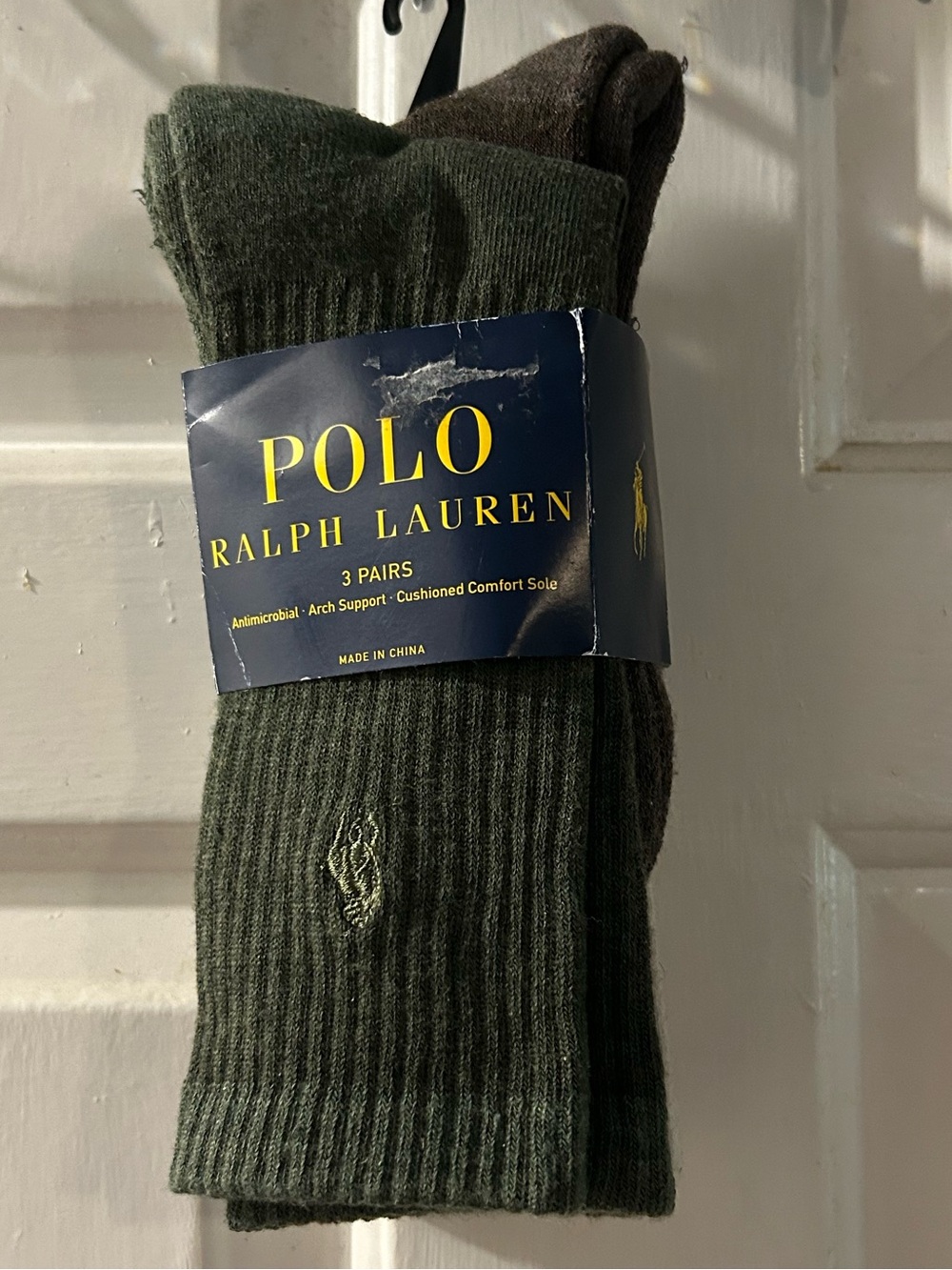 Polo by Ralph Lauren Men's 3-Pack Crew Socks - Olive and Dark Brown